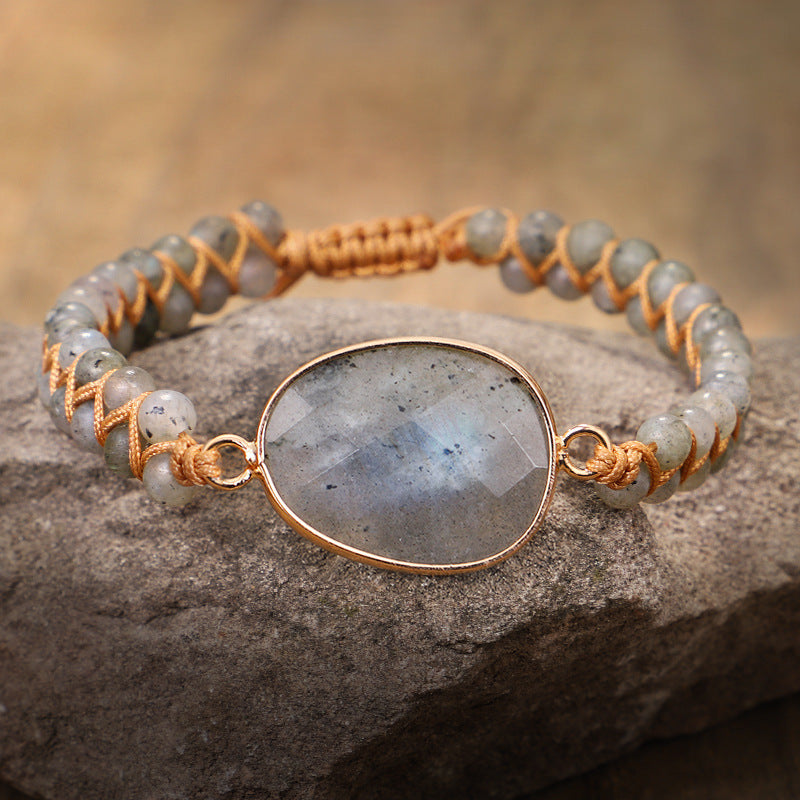 Bound Irregular Sparkling Stone Braided Bracelet