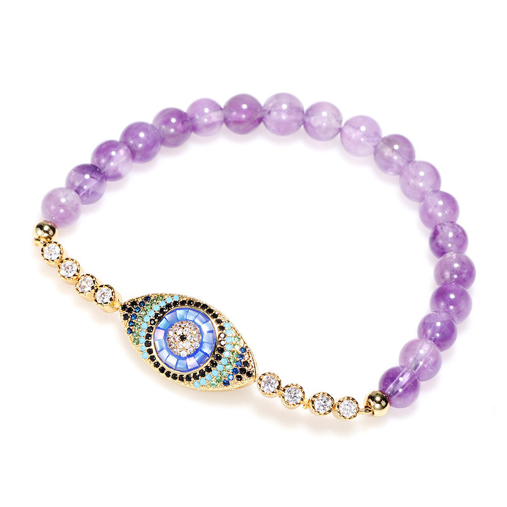 Amethyst Zircon Single Circle Eye Diamond Bracelet
