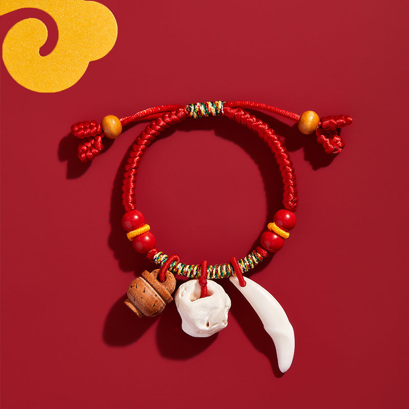 Baby And Infant Red Rope Pig Auditory Ossicle Mahogany Bracelet Pendant