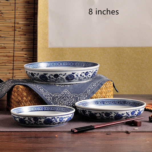 Blue And White Porcelain Salad Bowl Coarse Pottery Tableware