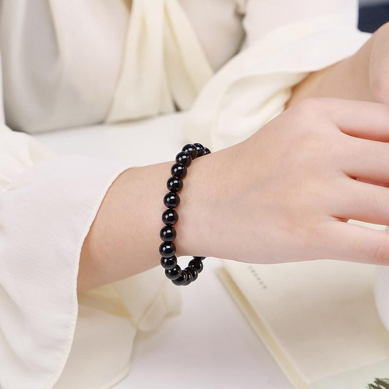 Black Tourmaline Bracelet Simple Single Circle Atmosphere Fashion