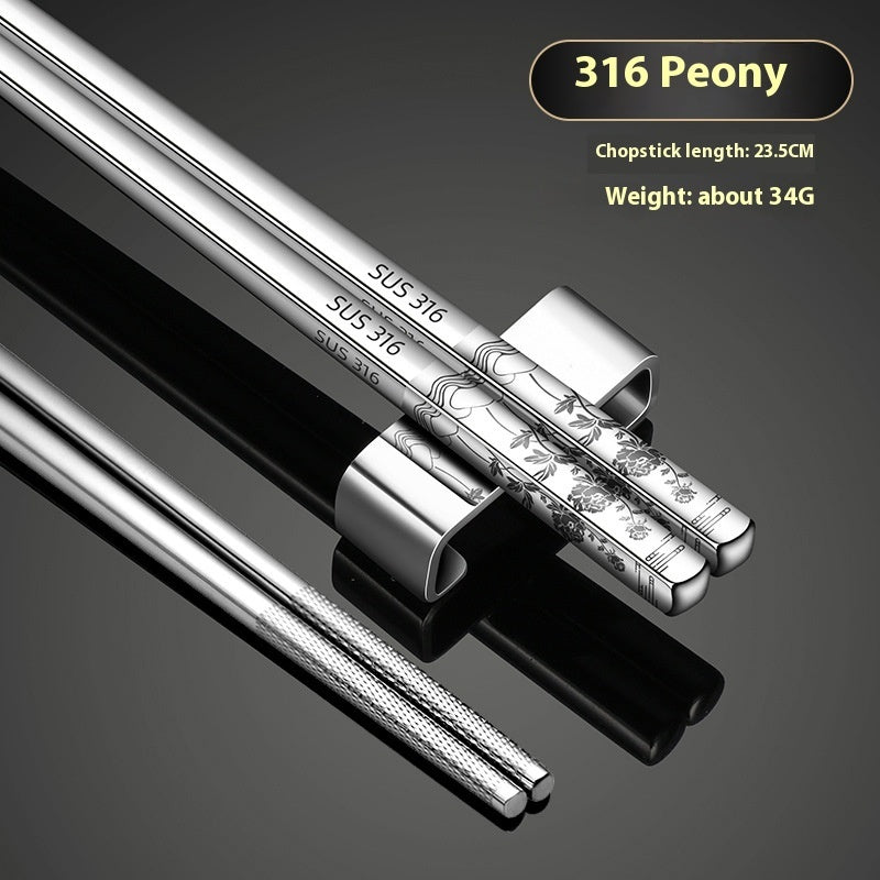 316 Stainless Steel Chopsticks Thickened Alloy Non-slip