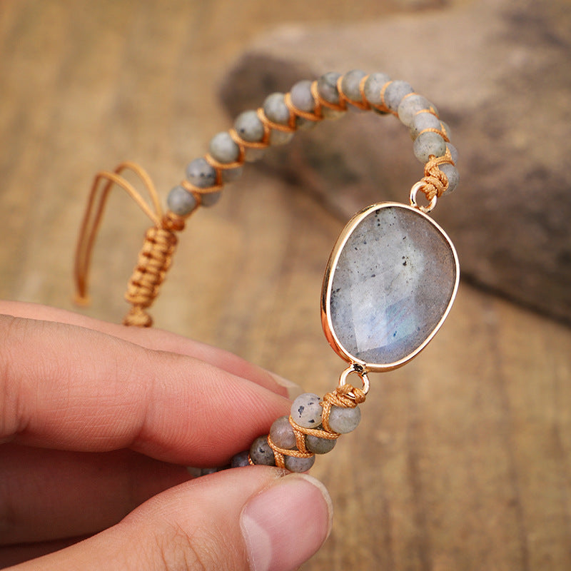 Bound Irregular Sparkling Stone Braided Bracelet