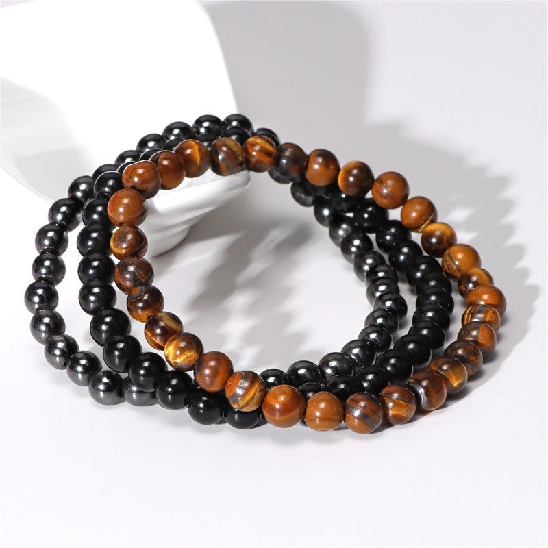 Natural Agate Stone Combination Set Elastic Bracelet