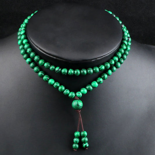 Malachite Beaded Necklace Men's Natural Stone 108 Beaded