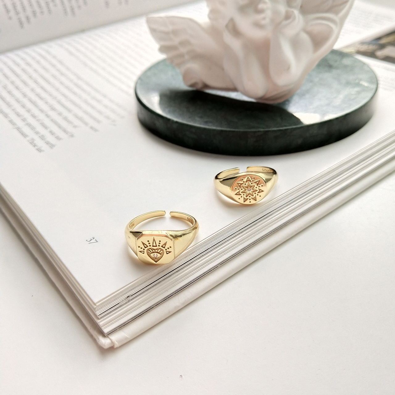 925 sterling silver Retro pattern rings