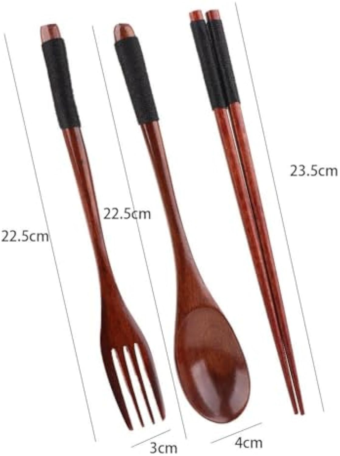 Cutlery 3PCS Fork Chopsticks Spoon Set Portable Tableware Chinese Wooden Utensils Sets Dinner Sets Long Handle Utensils With Fork Spoon Chopsticks