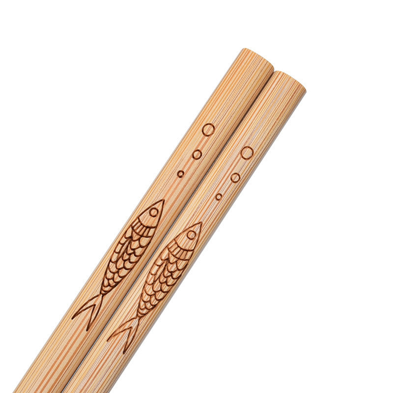 Bamboo Chopsticks Carved Carbonized Chopsticks Set Hotel Household Unpainted Bamboo Chopsticks