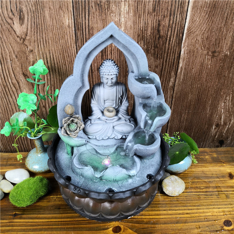 Southeast Asia Resin Crafts Waterscape Creative Buddha Statue Flowing Water Decoration