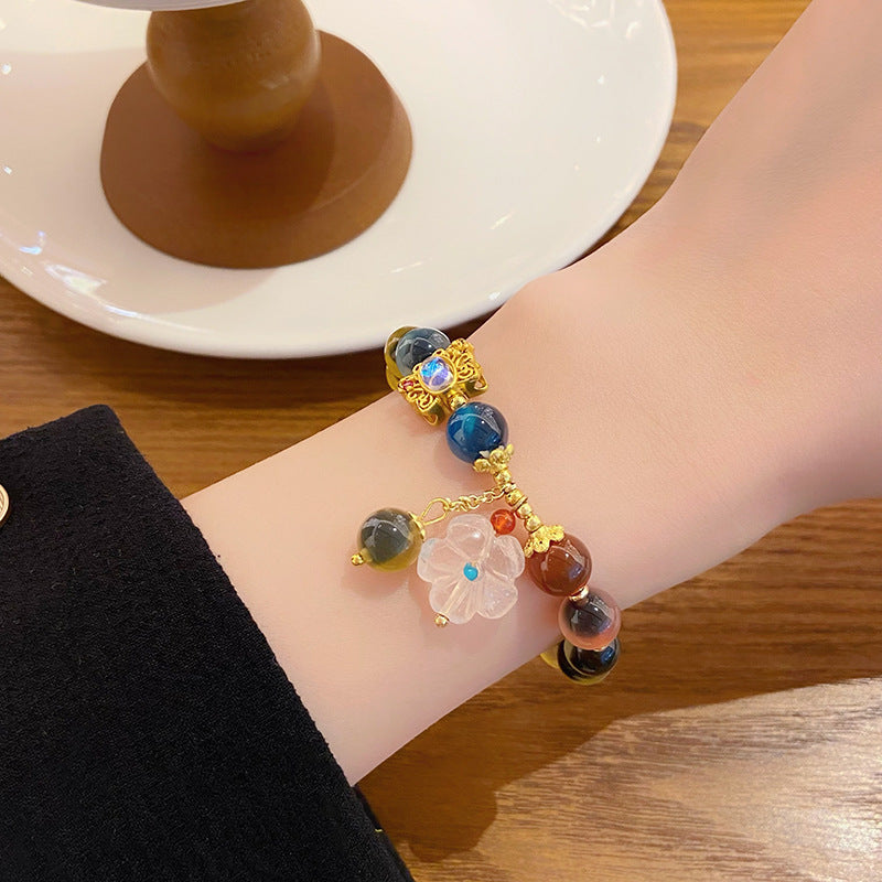 Colorful Candy Heart Agate Bead Flower Bracelet Light Luxury Minority Design Bracelet
