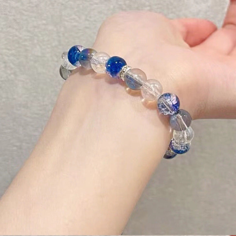 Blue Cracked Cystal Beaded Starry Sky Bracelet