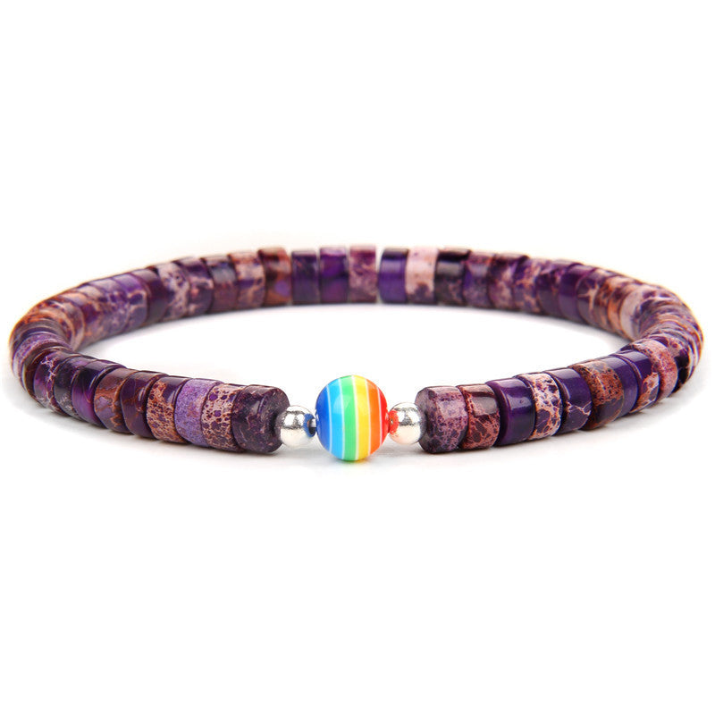 Men's Bracelet With Natural Imperial Stone Spacer