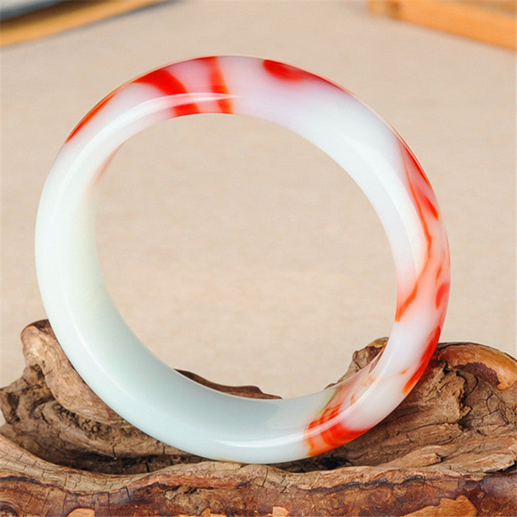 Hetian Suet Red White Jade Jinsi Jade Chicken Blood Bracelet