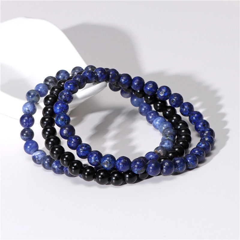 Natural Agate Stone Combination Set Elastic Bracelet