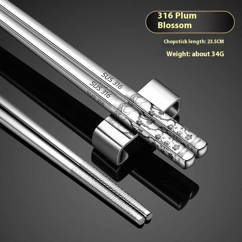 316 Stainless Steel Chopsticks Thickened Alloy Non-slip