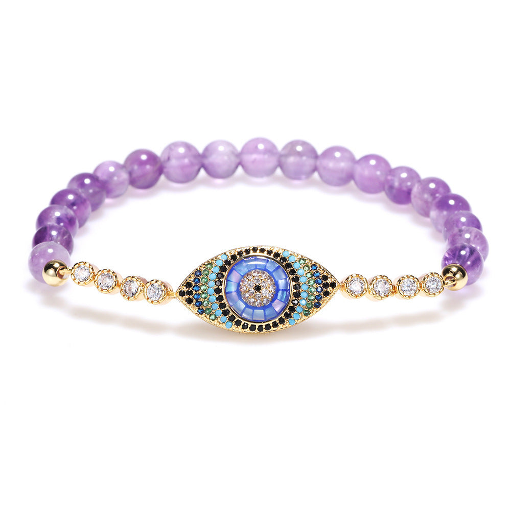 Amethyst Zircon Single Circle Eye Diamond Bracelet
