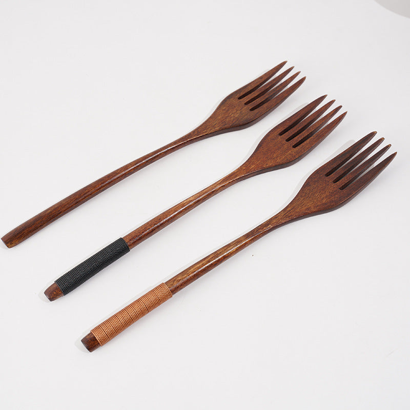 Cutlery 3PCS Fork Chopsticks Spoon Set Portable Tableware Chinese Wooden Utensils Sets Dinner Sets Long Handle Utensils With Fork Spoon Chopsticks
