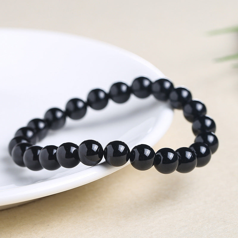 Black Tourmaline Bracelet Simple Single Circle Atmosphere Fashion