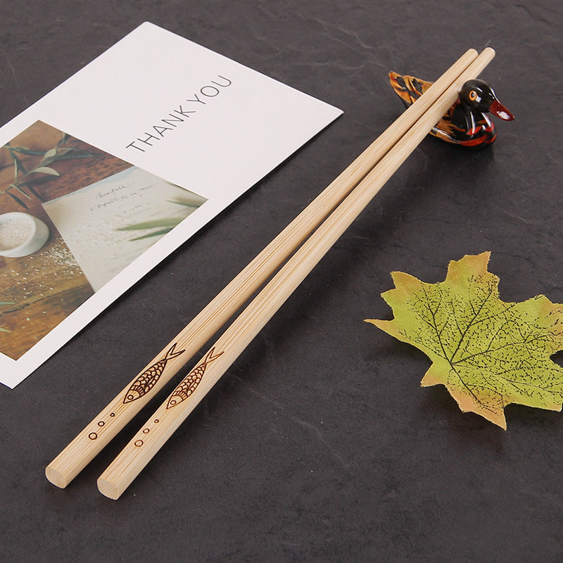 Bamboo Chopsticks Carved Carbonized Chopsticks Set Hotel Household Unpainted Bamboo Chopsticks