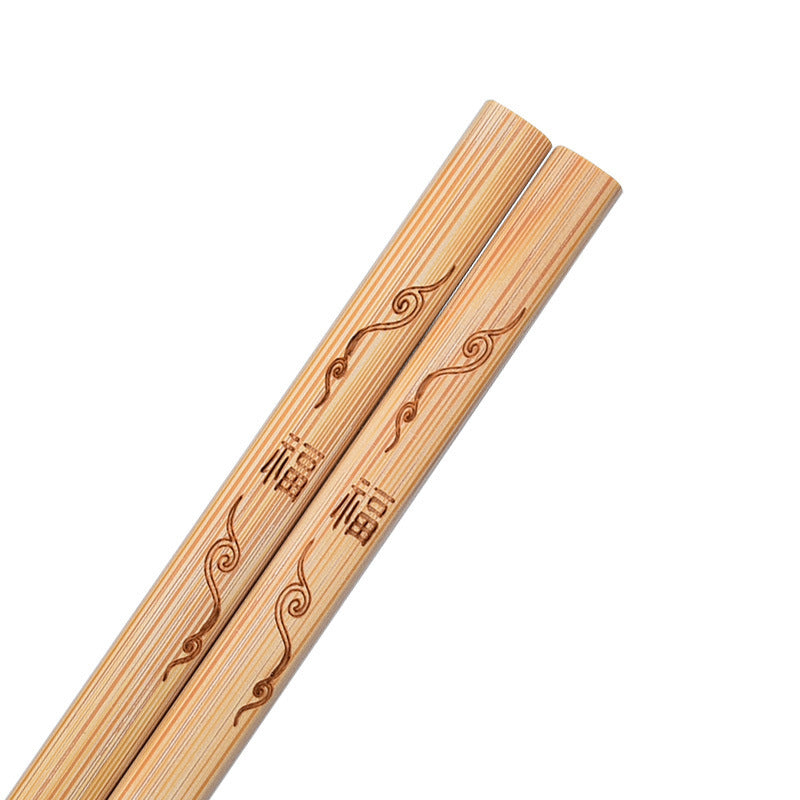 Bamboo Chopsticks Carved Carbonized Chopsticks Set Hotel Household Unpainted Bamboo Chopsticks