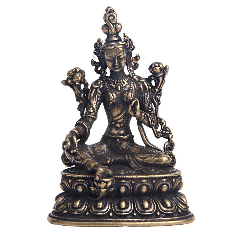 Brass Antique Green Tara Buddha Statue Decoration