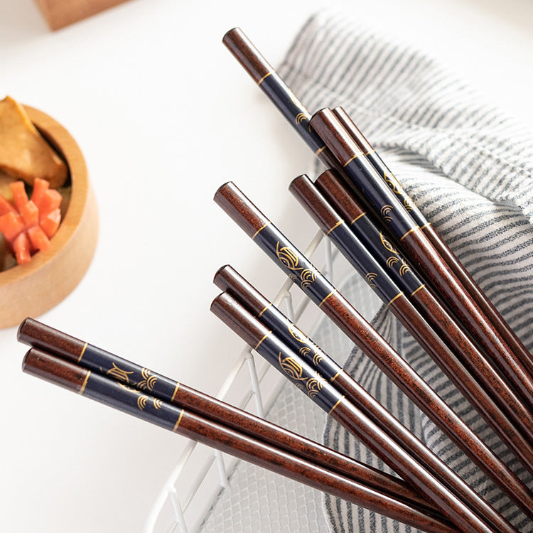 Angler Fish Red Sandal Wood Chopsticks Exquisite Pattern
