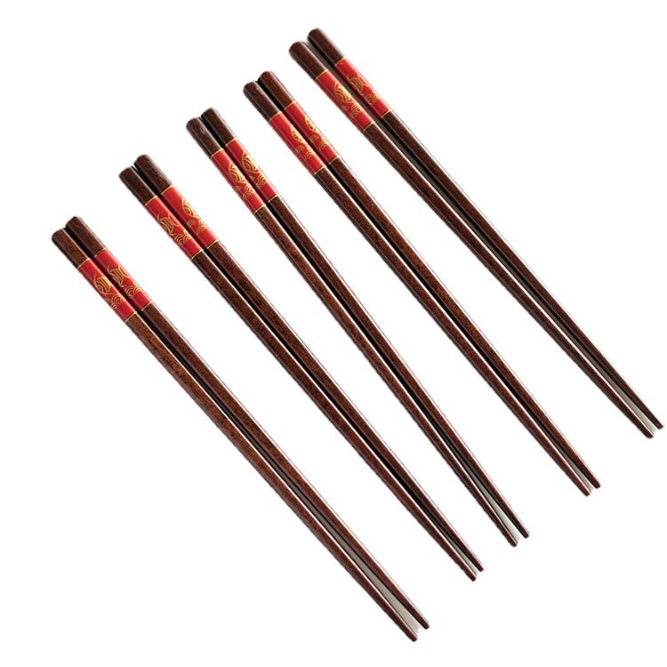 Angler Fish Red Sandal Wood Chopsticks Exquisite Pattern