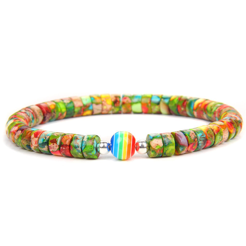 Men's Bracelet With Natural Imperial Stone Spacer