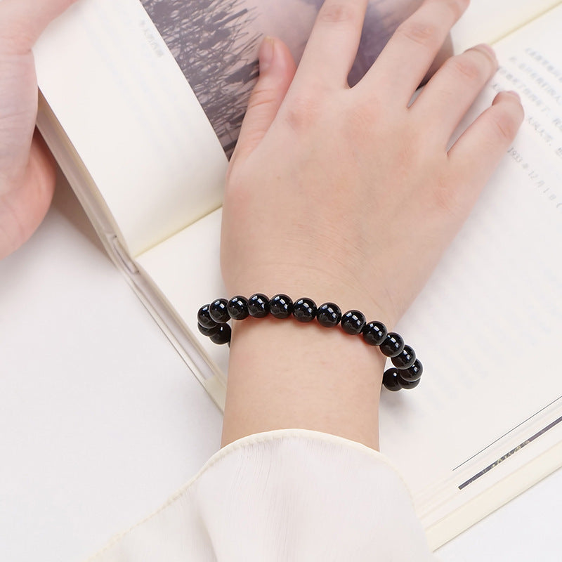 Black Tourmaline Bracelet Simple Single Circle Atmosphere Fashion