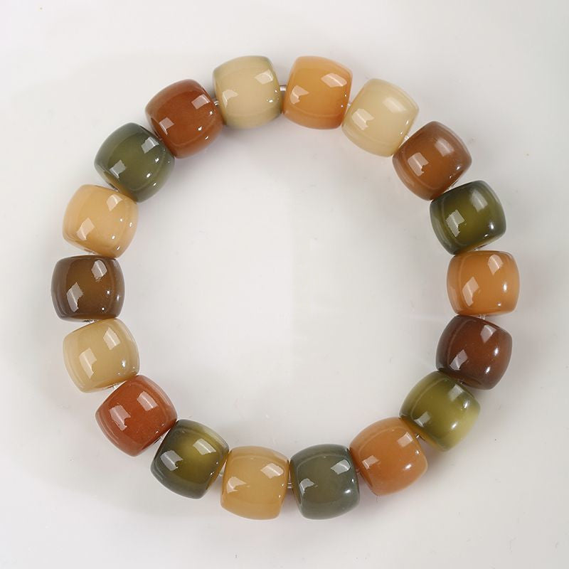 Men's And Women's Fashion Simple Straight Cut Weathered Bodhi Root Bracelet