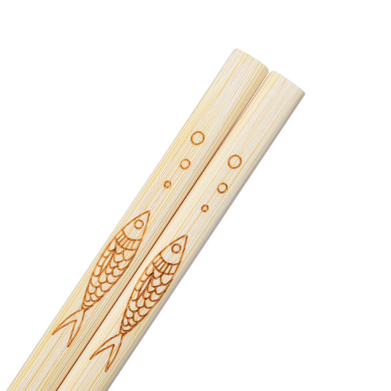 Bamboo Chopsticks Carved Carbonized Chopsticks Set Hotel Household Unpainted Bamboo Chopsticks
