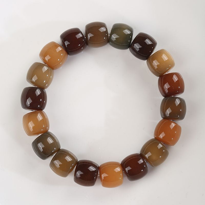 Men's And Women's Fashion Simple Straight Cut Weathered Bodhi Root Bracelet