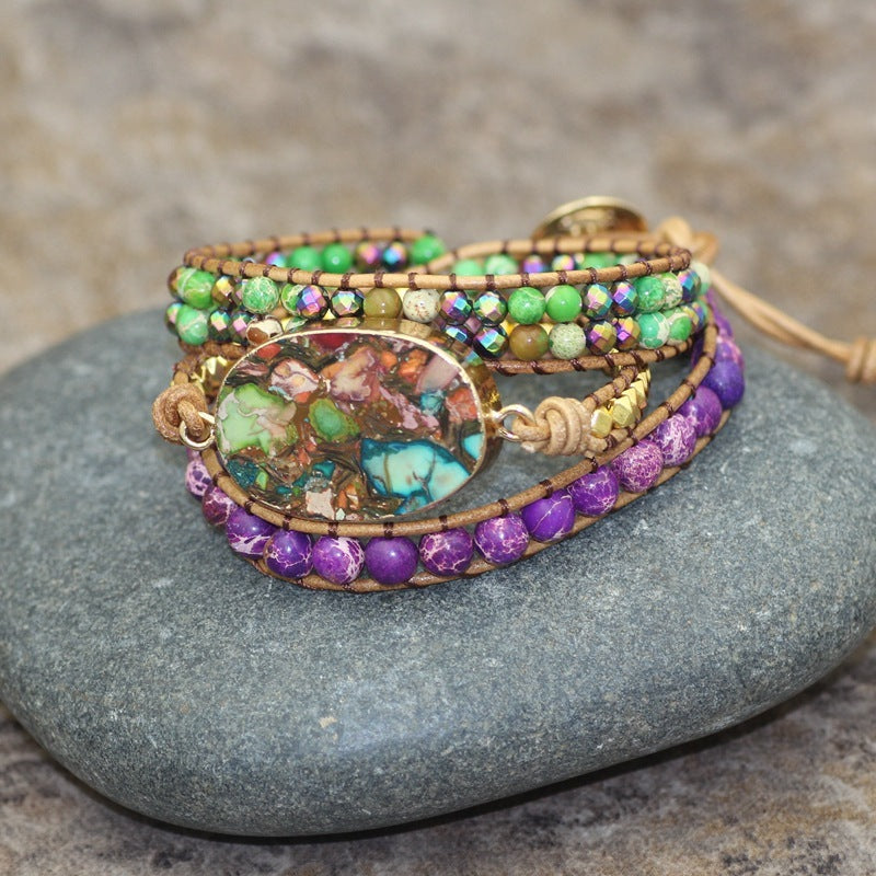 Colorful Turquoise Pendant Woven 3 Layers Bohemian Creative Multilayer Bracelet