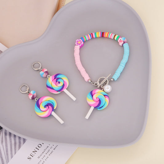 Sime Style Soft Pottery Lollipop Necklace Women