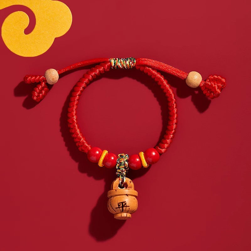 Baby And Infant Red Rope Pig Auditory Ossicle Mahogany Bracelet Pendant