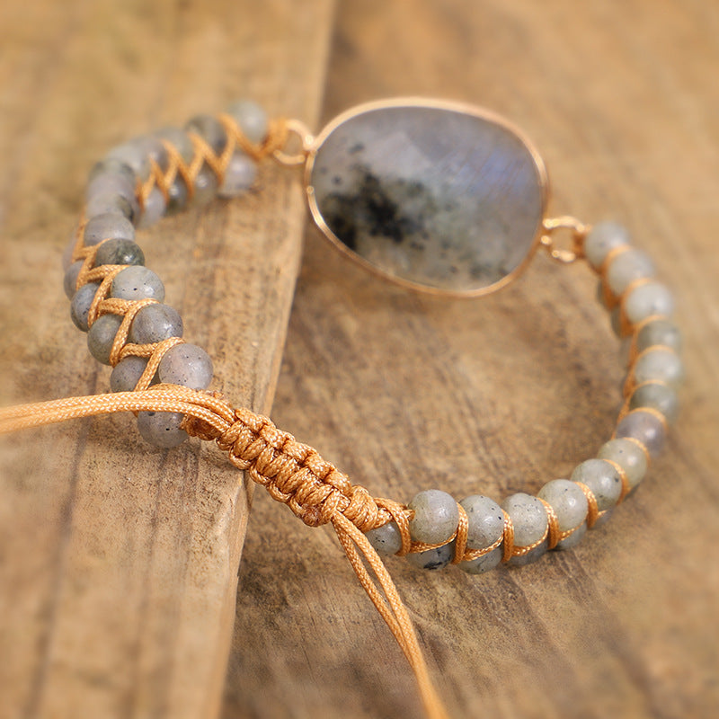 Bound Irregular Sparkling Stone Braided Bracelet