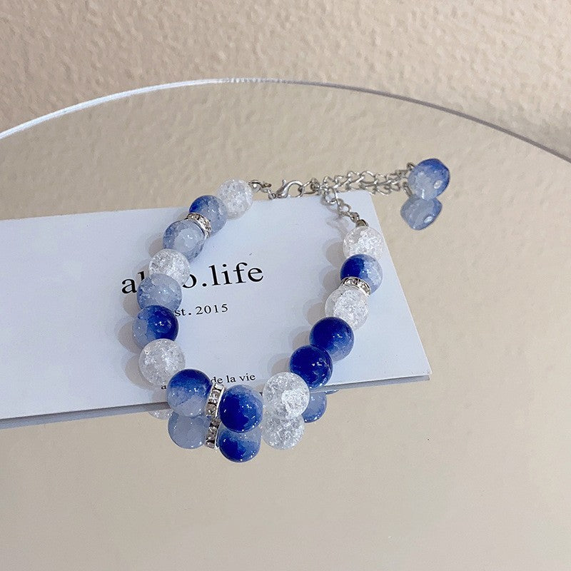 Blue Cracked Cystal Beaded Starry Sky Bracelet