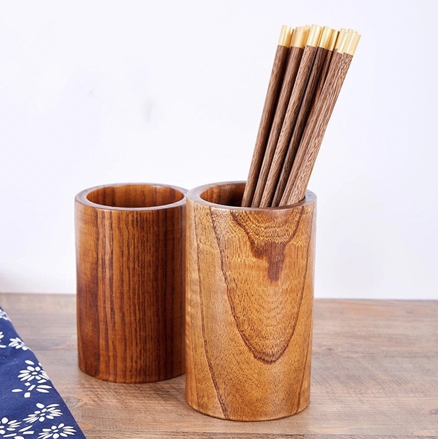Solid Wood Chopsticks Tube Round Cage Home