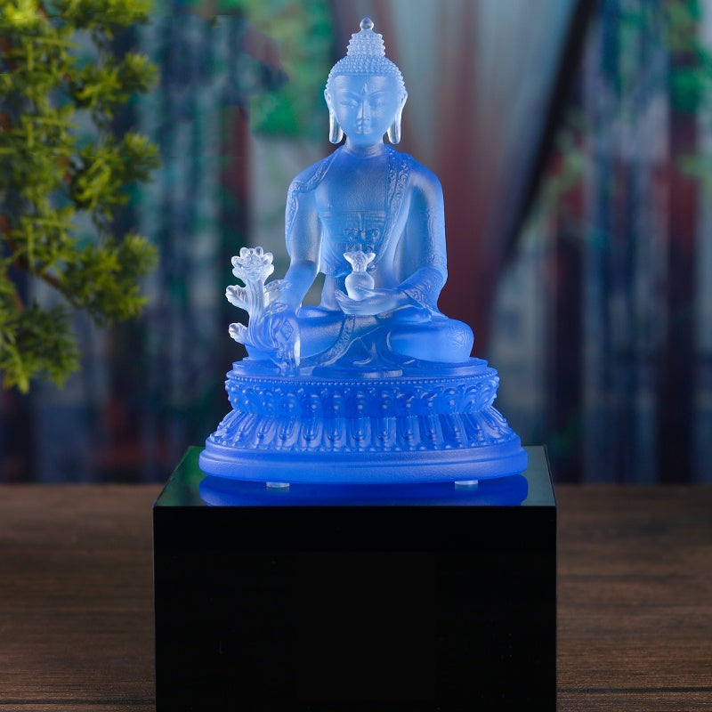 Glazed Pharmacist Buddha Statue Base Heightened Resin Ornament