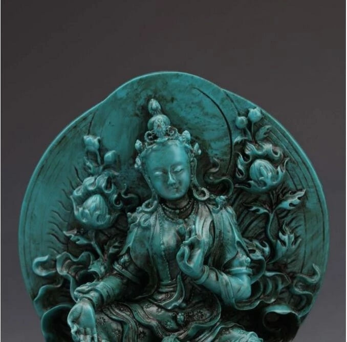 Natural Raw Turquoise Doumu Statue Ornament