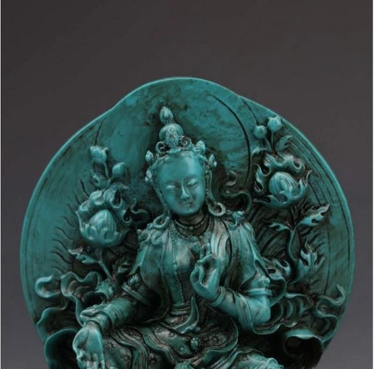 Natural Raw Turquoise Doumu Statue Ornament