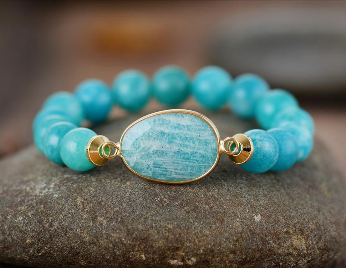 Red Grain Faceted Stone Elastic Bracelet
