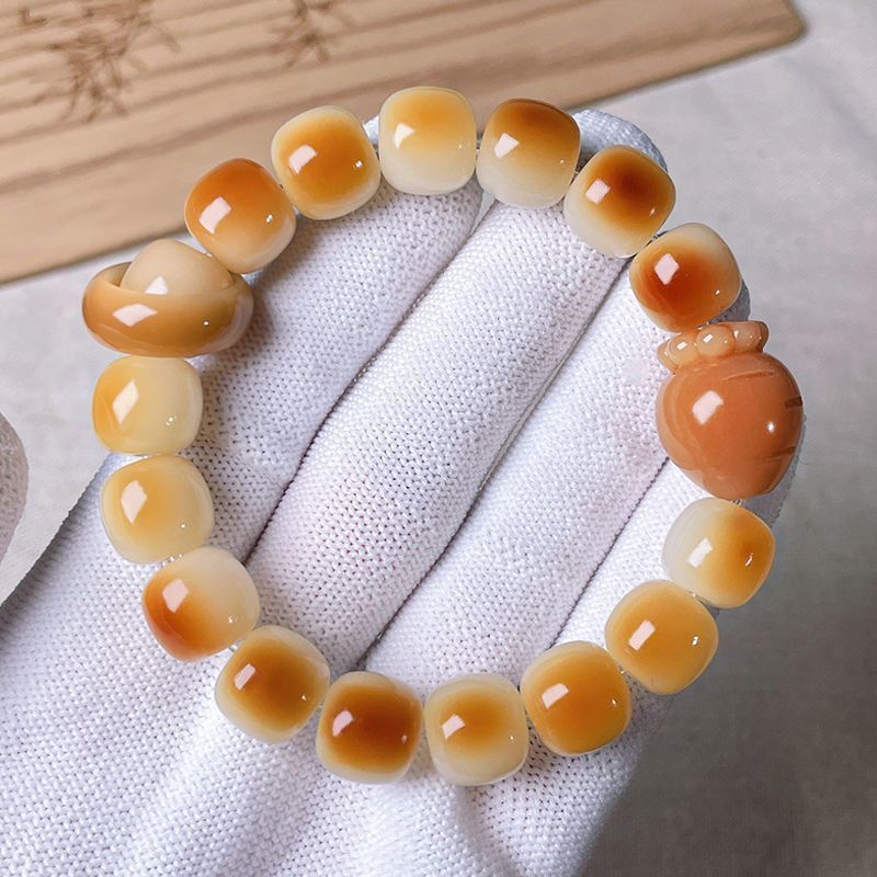 Men's And Women's Fashion Simple Straight Cut Weathered Bodhi Root Bracelet
