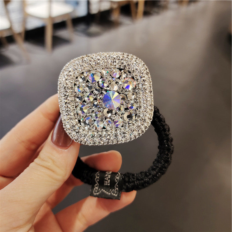 Korea Shiny Crystal Rhinestone Thick Hair Ring Hair Rope Setting
