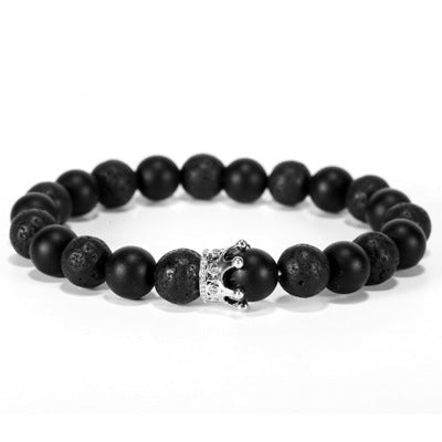 Copper Inlaid Zircon Crown Natural White Turquoise Bracelet