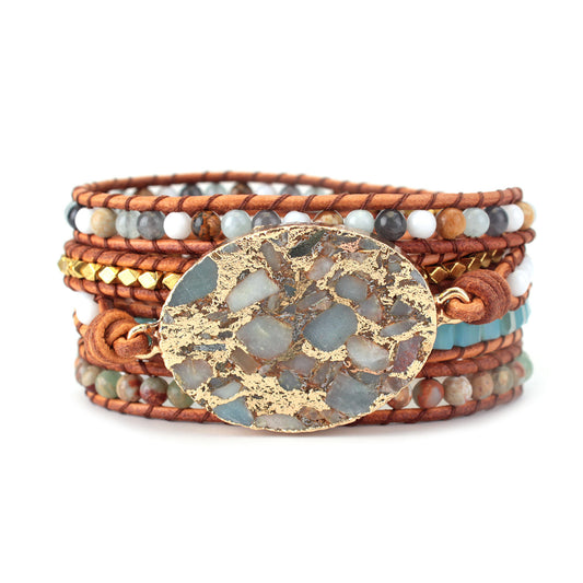 Clan Wind Blue Ocean Stone Bracelet Hand Attack Beaded Bracelet