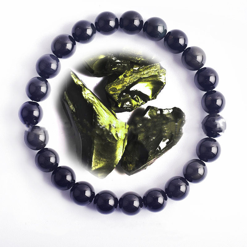 Hand Polished 8mm Natural Round Stone Beads Unisex Vintage Bracelet
