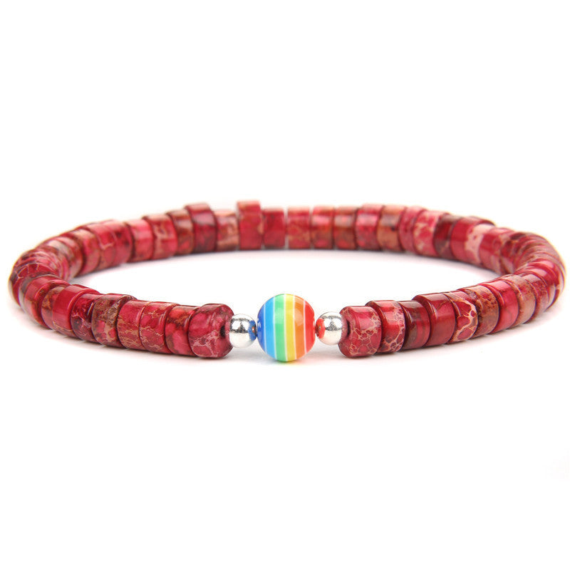 Men's Bracelet With Natural Imperial Stone Spacer