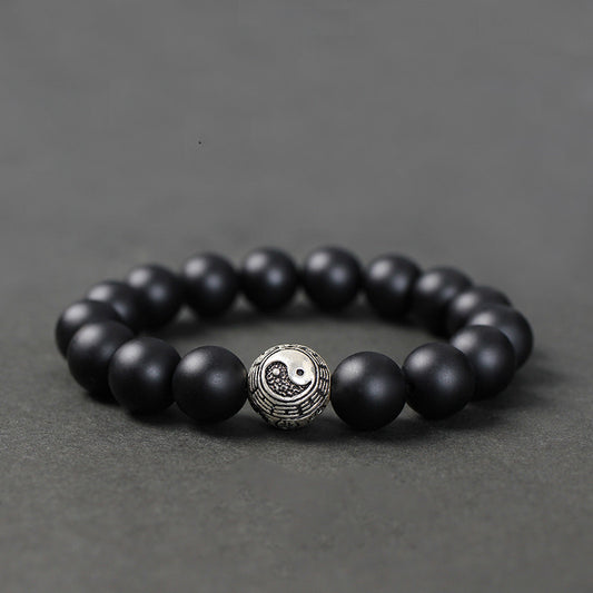 Black Agate Bracelet Transfer Beads For Men