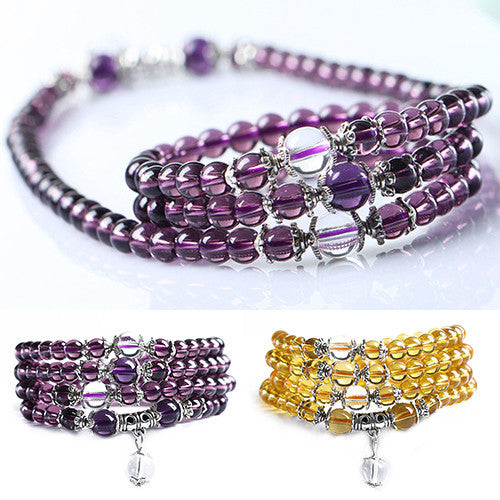2021 Nueva 6mm Piedra de Cristal de Amatista 108 Granos de Rezo Budista Mala Pulsera Collar C6TY